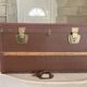 TRAVEL TRUNK RECTANGLE DEBUT XXE WOOD BROWN LEATHER SHEATH