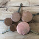 Mini battery of 5 pewter pans
