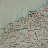 Old map of Fécamp, Etretat, Yvetot