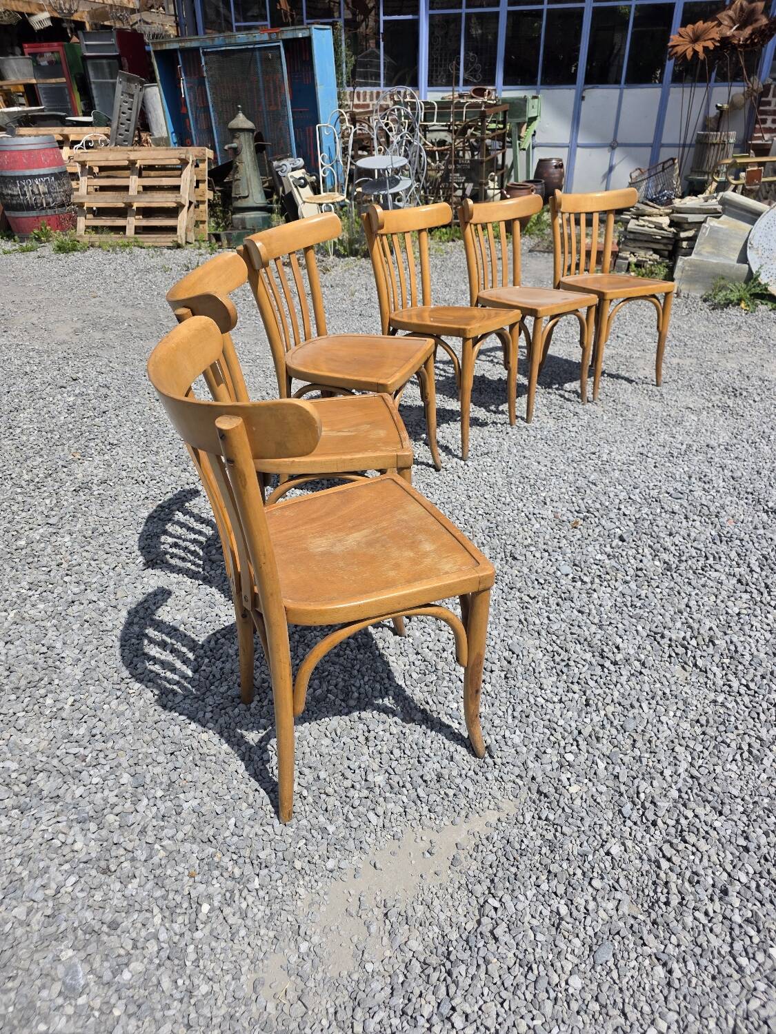 6 Luterma curved wooden bistro chairs