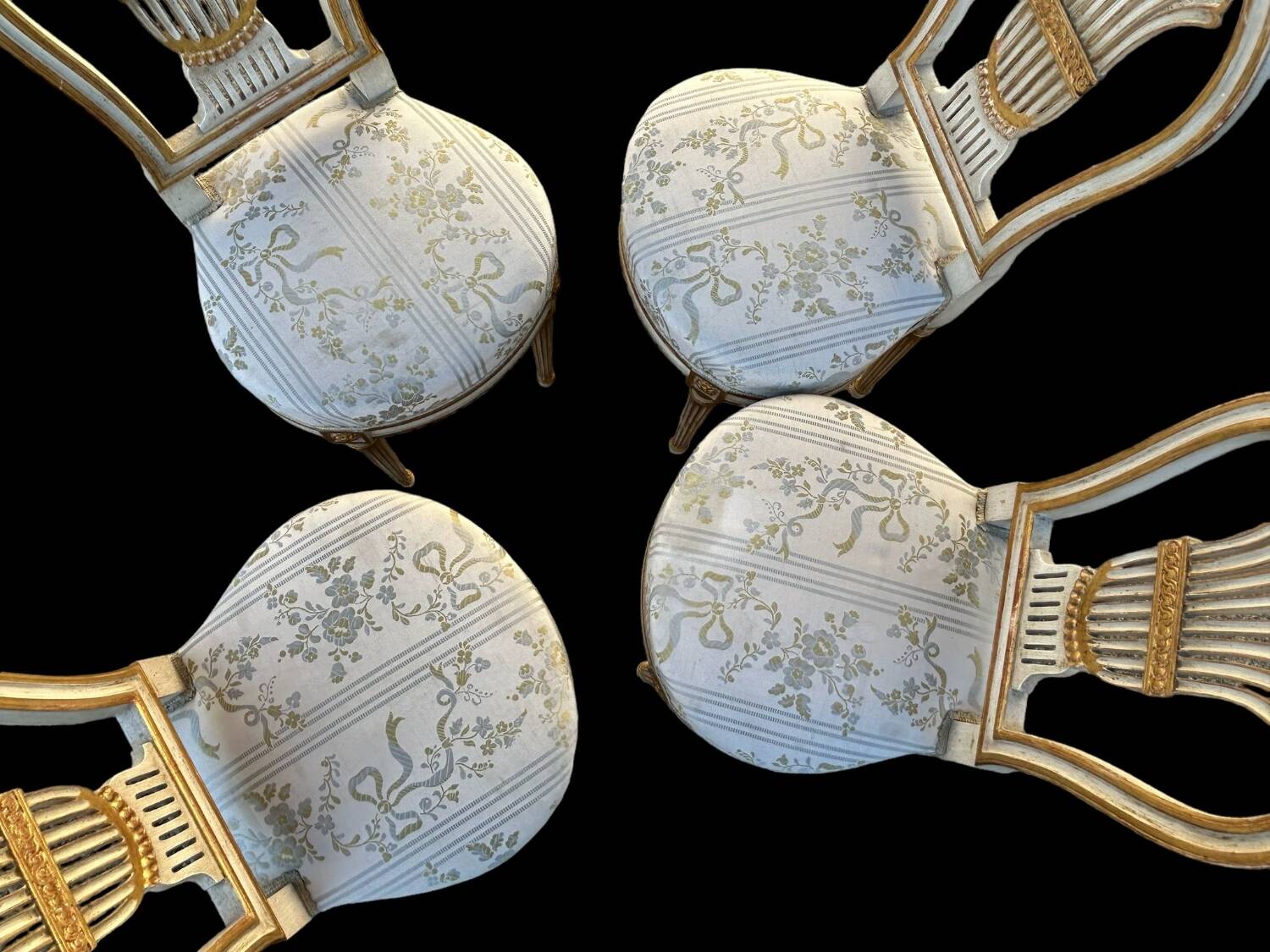 Suite Of Four Louis XVI Style Hot Air Balloon Chairs - Lacquered And Gilded Wood