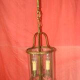 cylindrical bronze and glass vestibule lantern with 3 candle holders