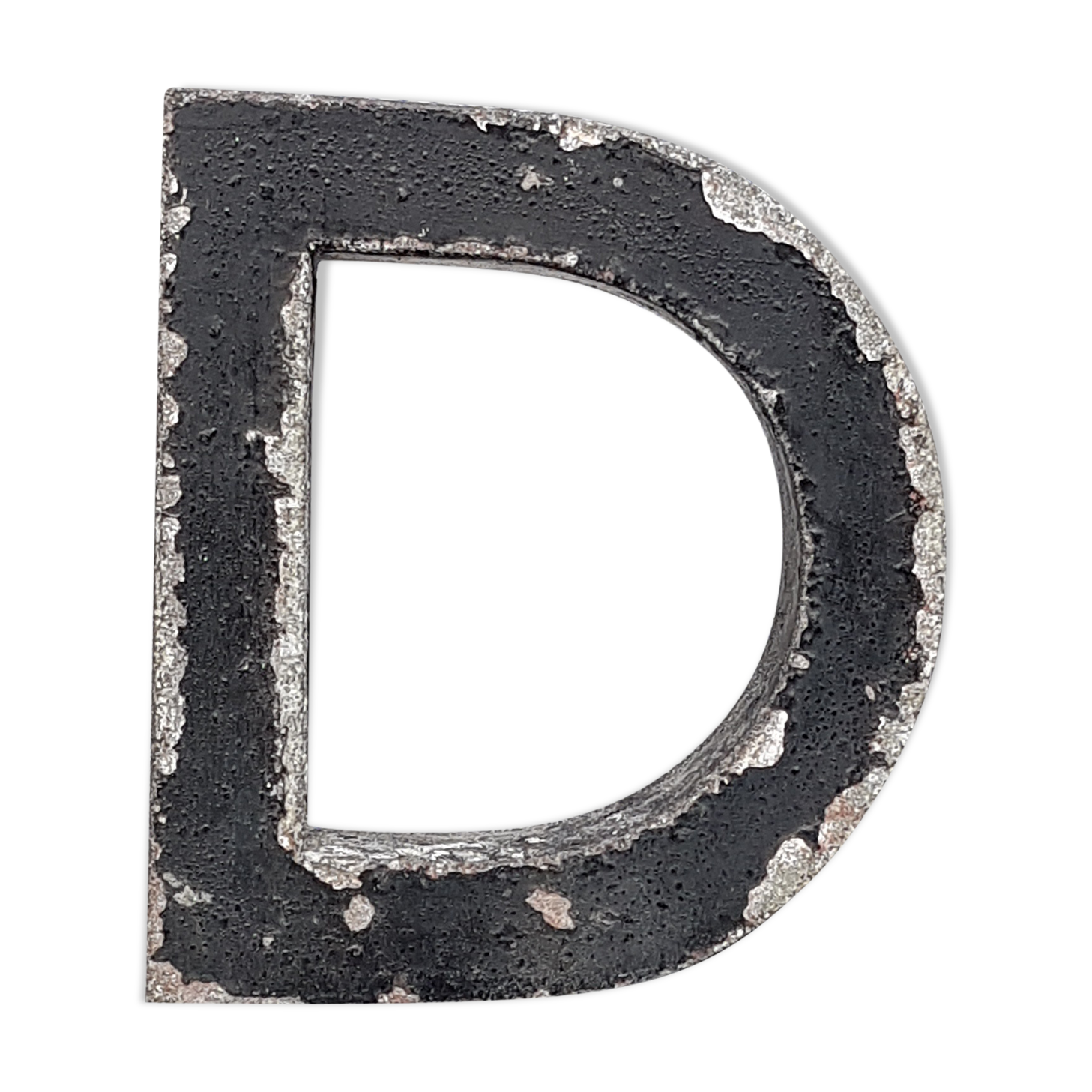 Store sign letter D in zinc