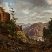 Old painting signed Ernst Gustav Doerell, landscape, 19th century.