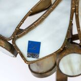 Rare Brutalist Italian Glass Paste and Wrought Iron Table Lamp by Longobard