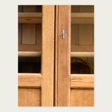 Parisian glass cabinet in solid raw oak, 1950