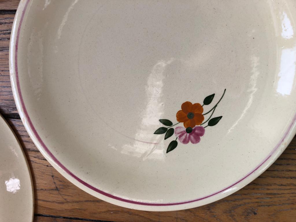 11 plates vintage 40s, floral pattern