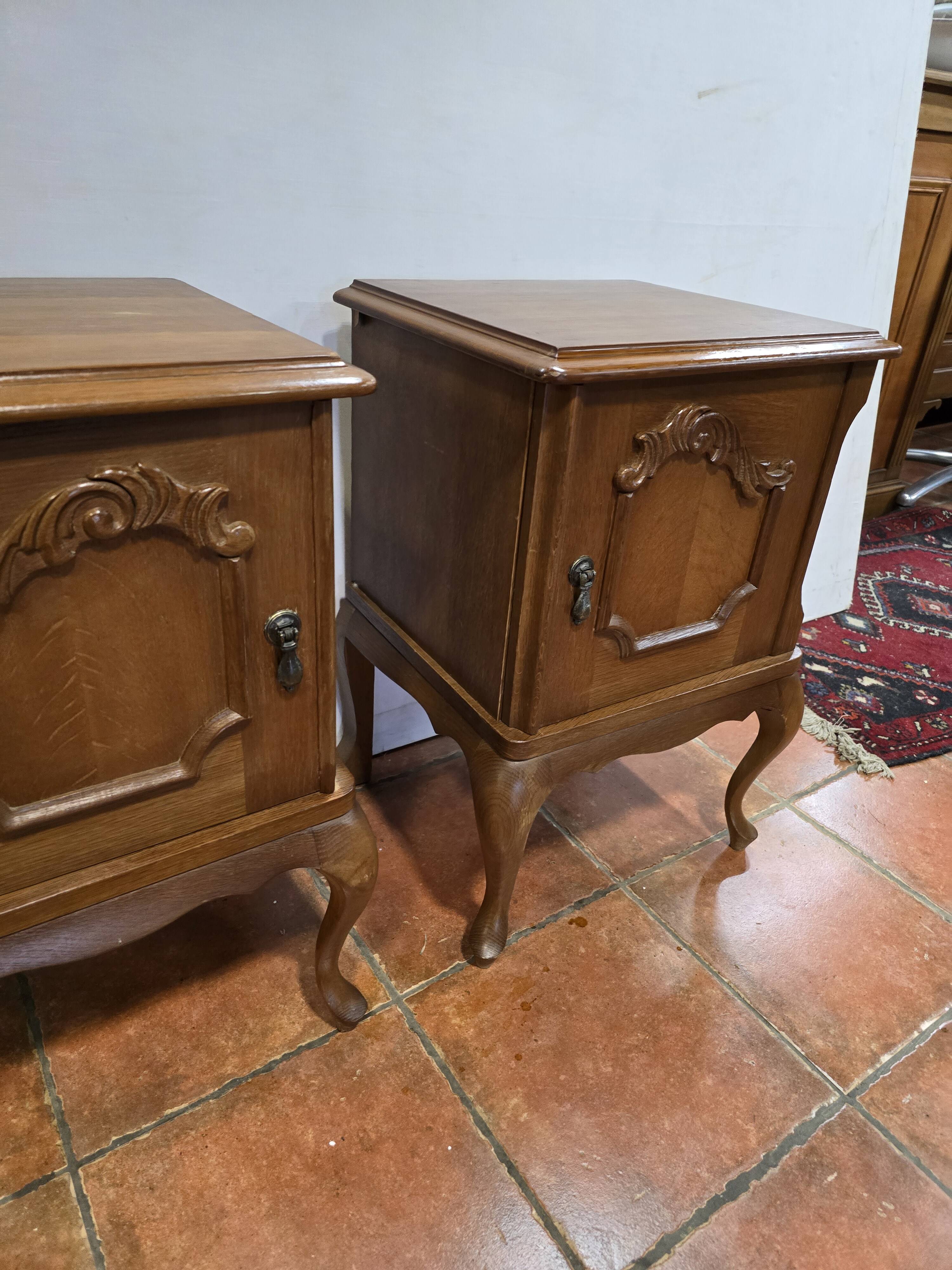 Pair of vintage 1960s oak bedside tables