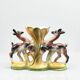 Vintage Italian polychrome ceramic vase with animal motif, deer, and flower (ICAP)