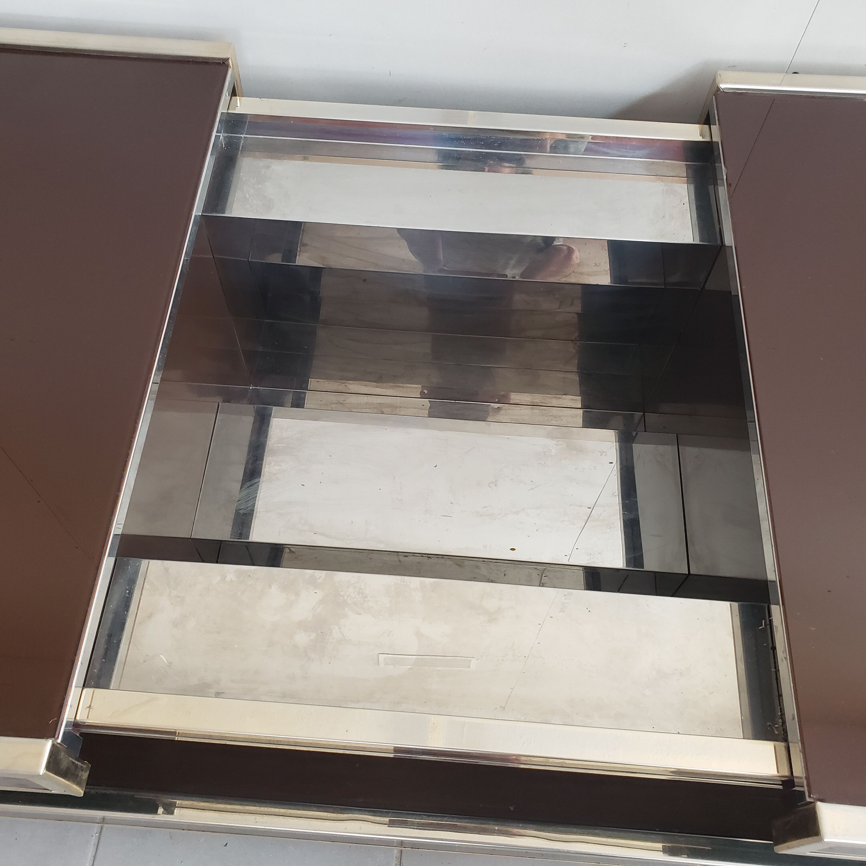 Coffee table vintage bar year 70 double tray for Roche Bobois