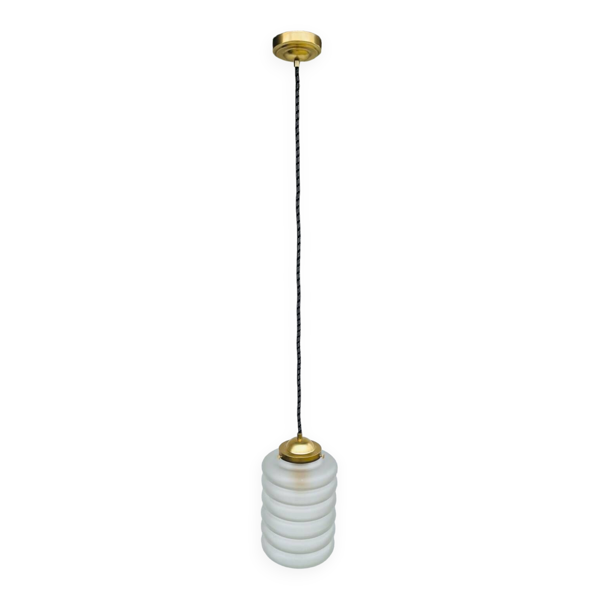 Art deco sandblasted glass pendant light
