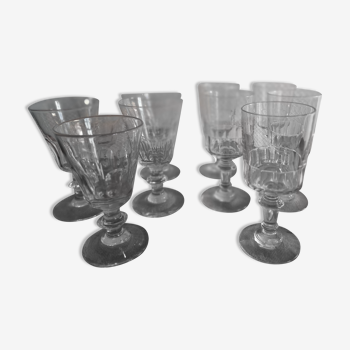 Set of 10 old stemmed glasses