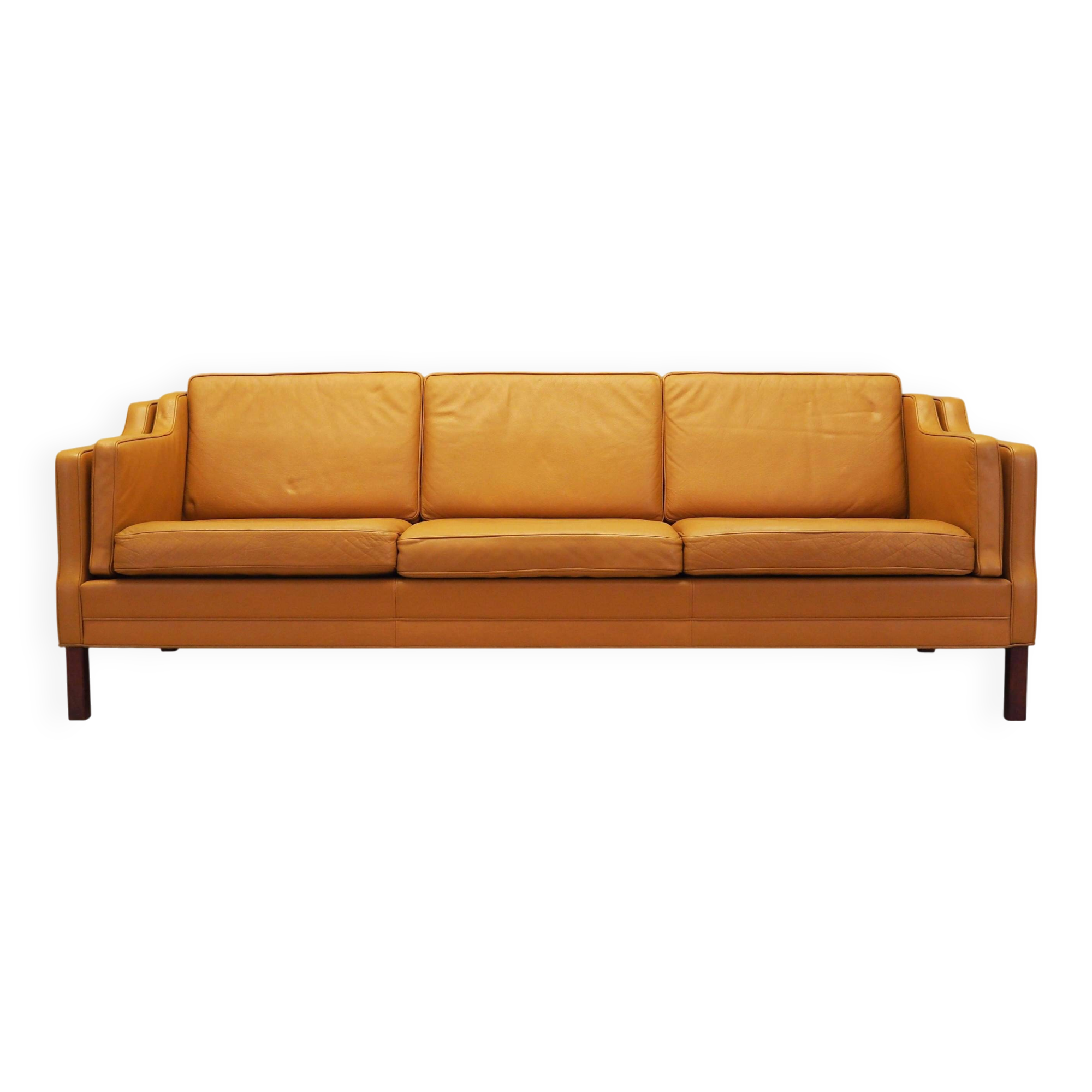Orange leather sofa, Danish design, 1970s, production: Denmark