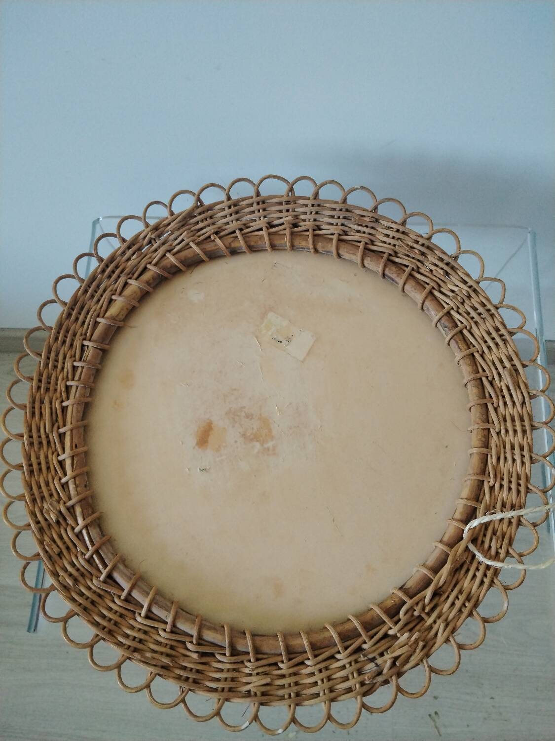 Pretty Soleil rattan mirror, 1950s