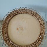 Pretty Soleil rattan mirror, 1950s