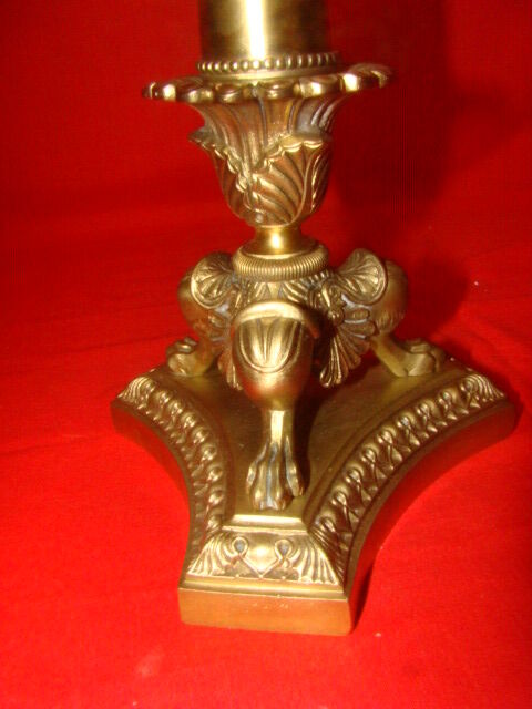 Bronze and solid brass candlestick from the "Restoration" period, electrified.