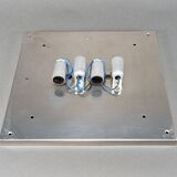 XL Vintage 1970s Italian Ice Glass & Chrome Wall Sconce / Ceiling Flush Lam