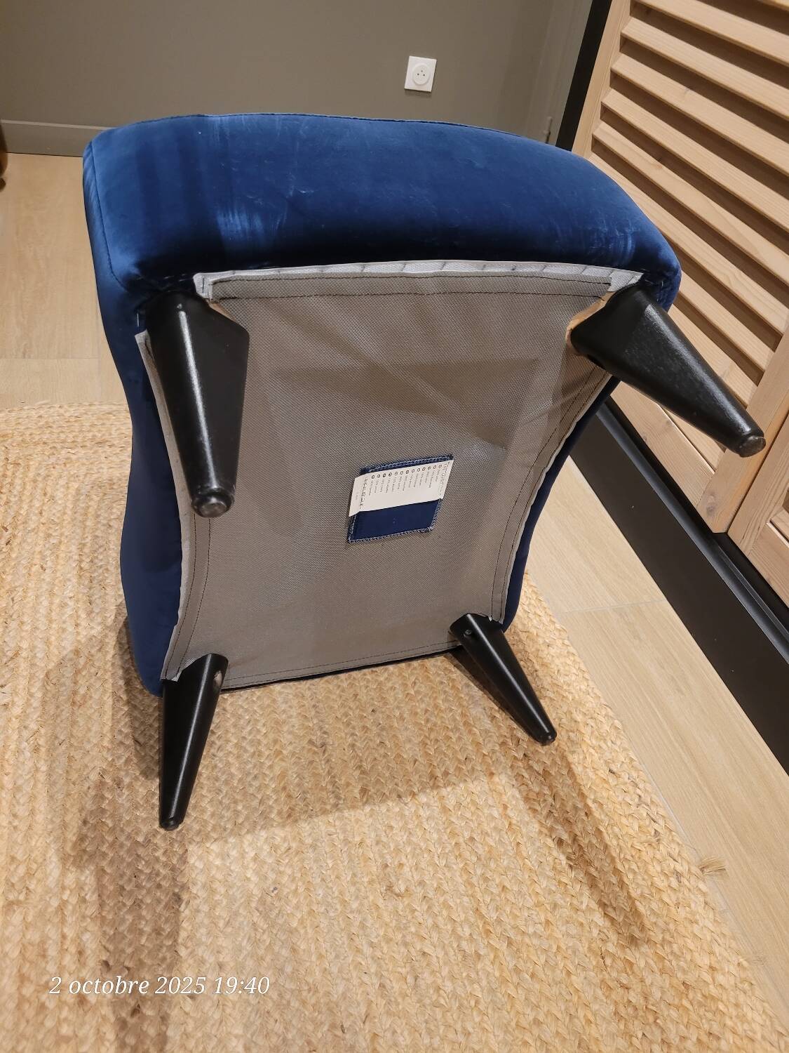 Tabouret d appoint en velours bleu