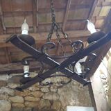 Wrought iron pendant light with 4 lights - medieval style