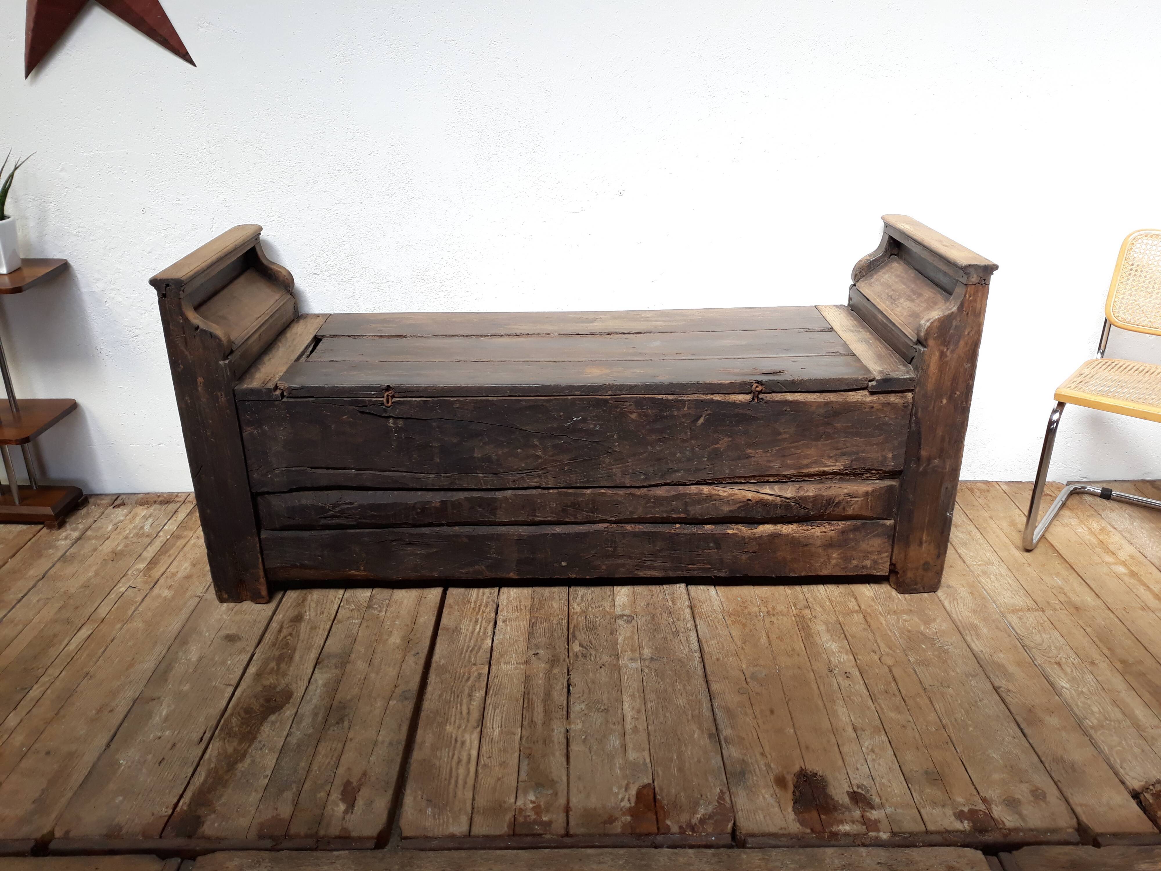 Church bench wooden chest 18th