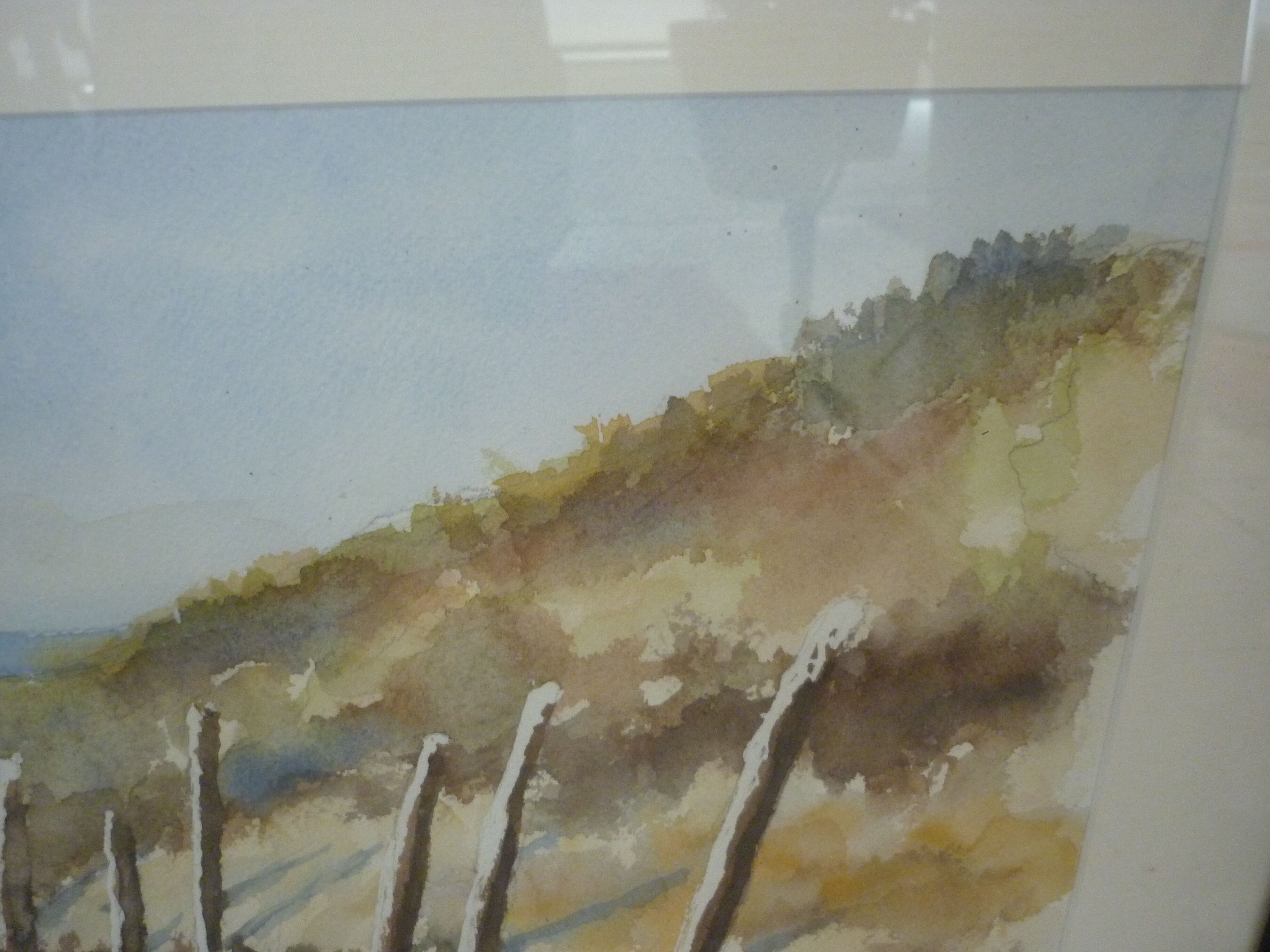 Watercolor painting by the sea boats