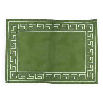 Green embroidered Greek placemats