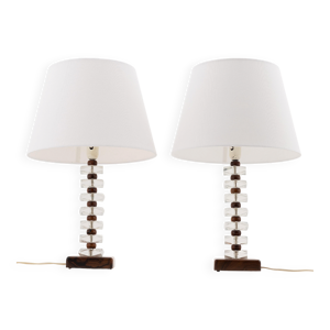 Lampe de bureau en bois - verre