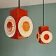 Space Age cascade chandelier in orange and white lacquered metal, RAAK, 1970