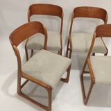Series of 4 reupholstered Baumann sled chairs
