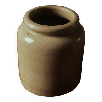 Grey beige round glazed stoneware pot
