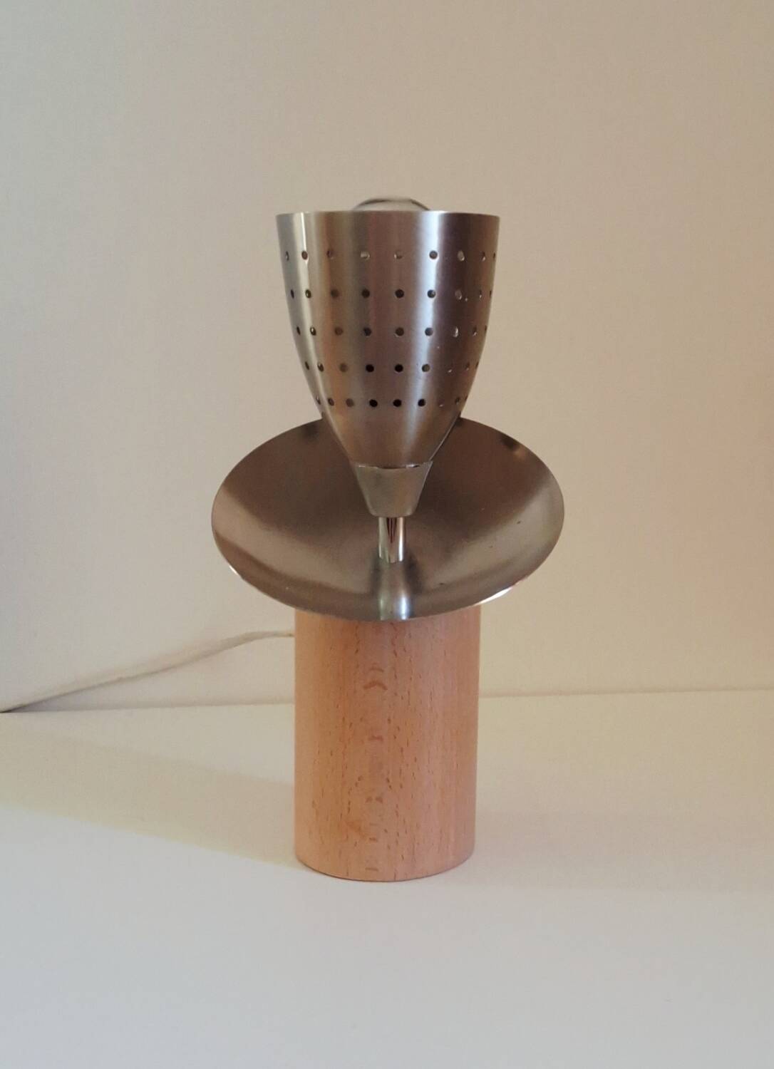 Lampe de créateur bois inox