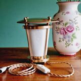 Lampe en laiton et porcelaine années 50