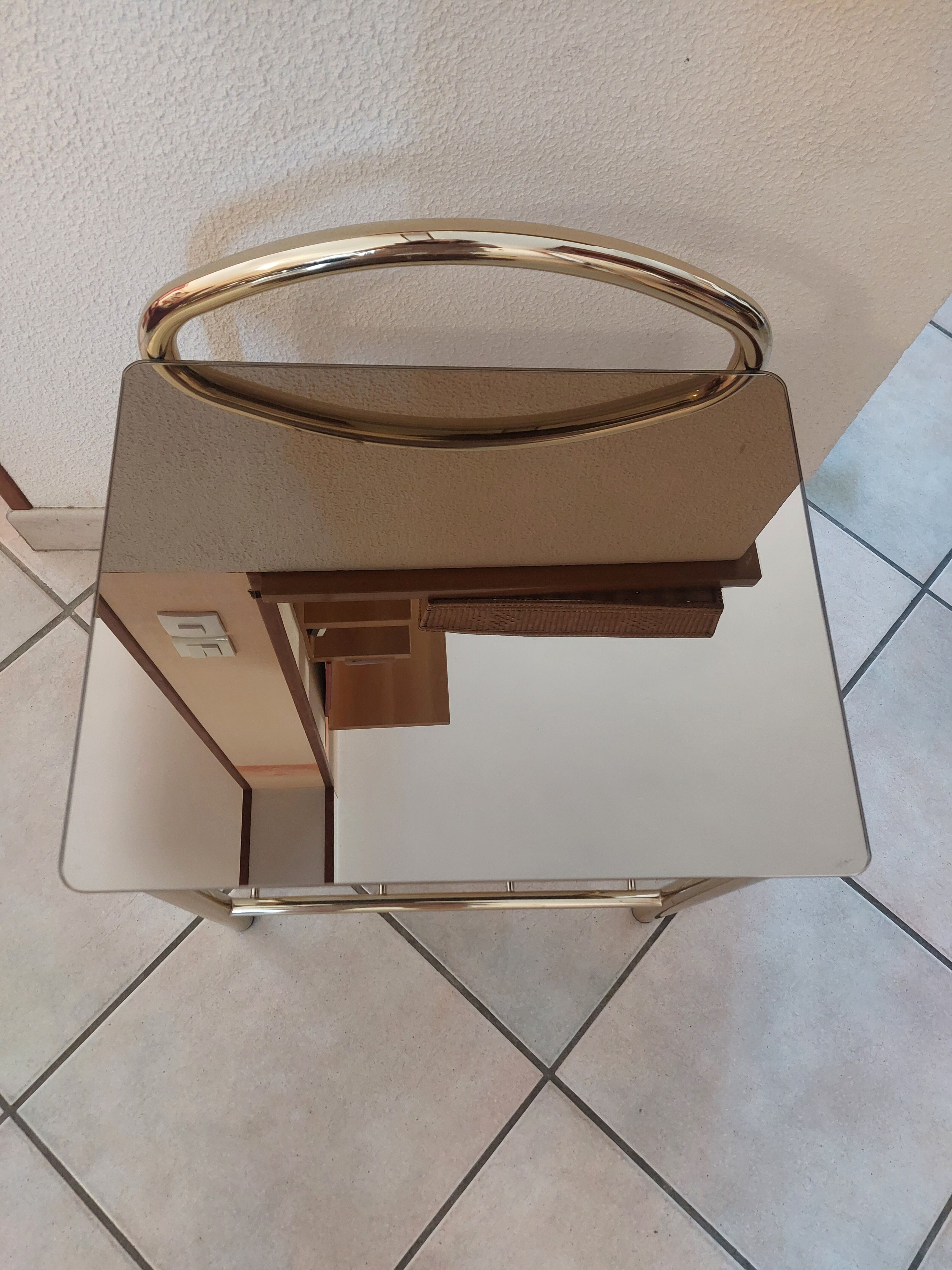 Brass and smoked glass table