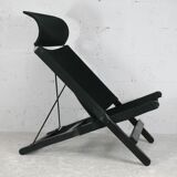 Armchair by Tord Bjorklund, black wood, steel and canvas. Ed. Ikéa, circa 1990.