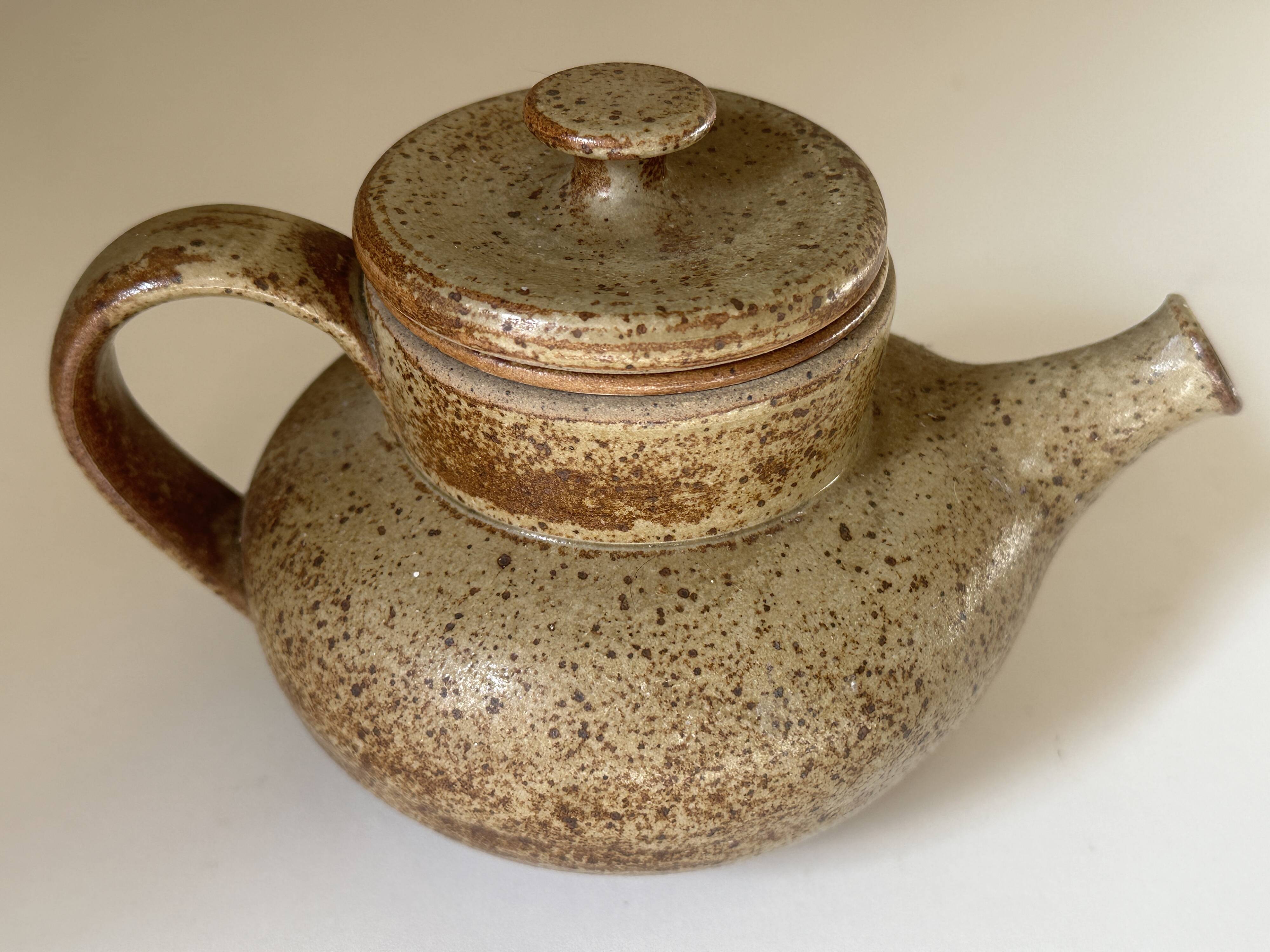 Vintage 60s signed stoneware teapot