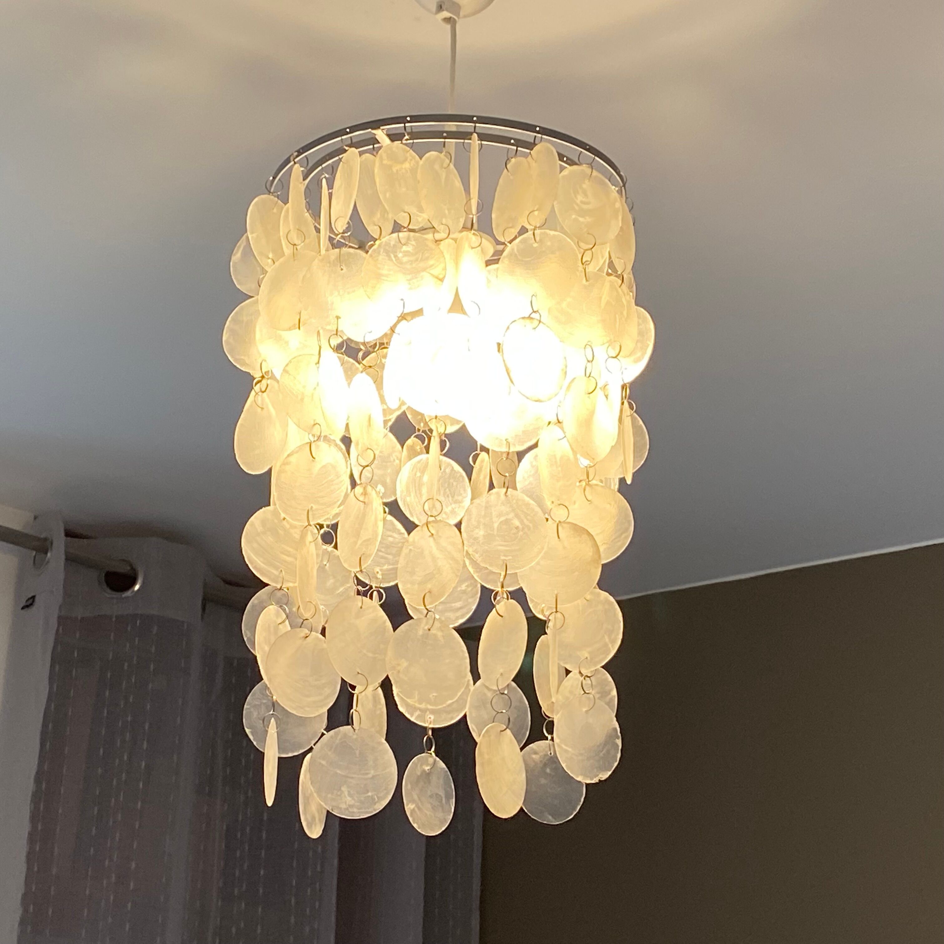 Suspension cascade with mother-of-pearl grapevines.