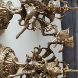 Pair of Antique 3-light candlesticks. Puttis/Cherubs. Bronze