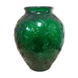 Ovoid vase pressed glass green art deco