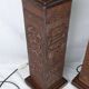 Pair of Kaiser Leuchten Totem Lamps in Vintage Aztec Inca or Mayan Leather