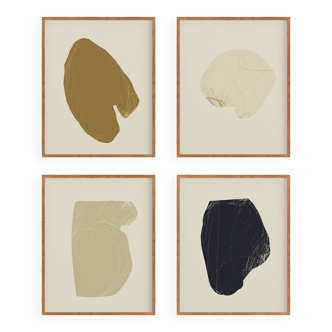 4 abstract giclee prints, set of four, A3