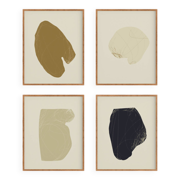 4 abstract giclee prints, set of four, A3