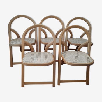 Suite of 5 Arca folding chairs by Gigi Sabadin for Crassevig Italy + 2 offered