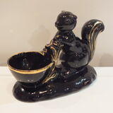Black and gold ceramic squirrel pot cache from the 50s