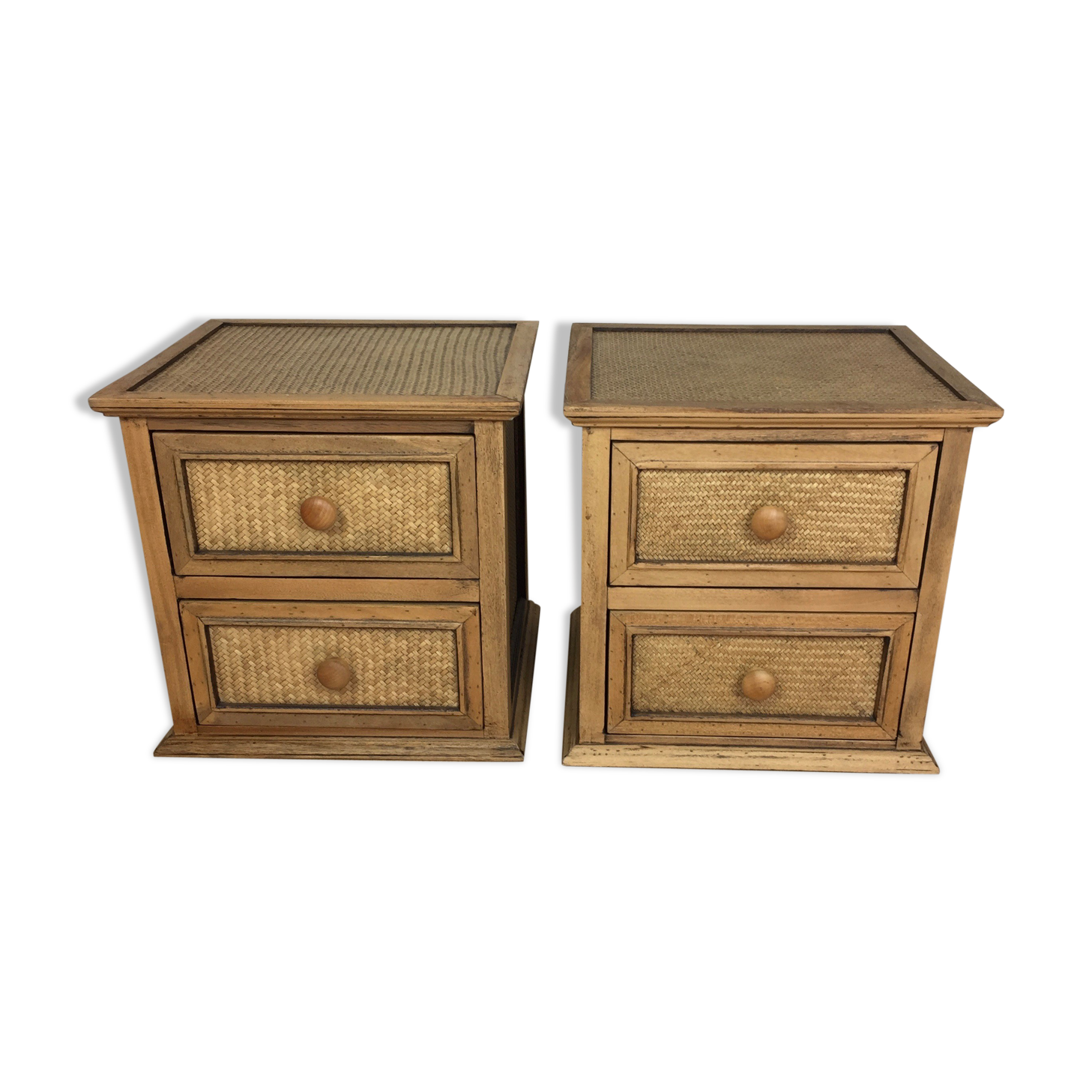 Pair of bedside rattan 1970s