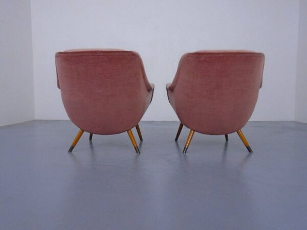 Mid-Century French Organic Mohair Lounge Chairs, 1950s, Set of 2