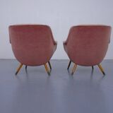 Mid-Century French Organic Mohair Lounge Chairs, 1950s, Set of 2