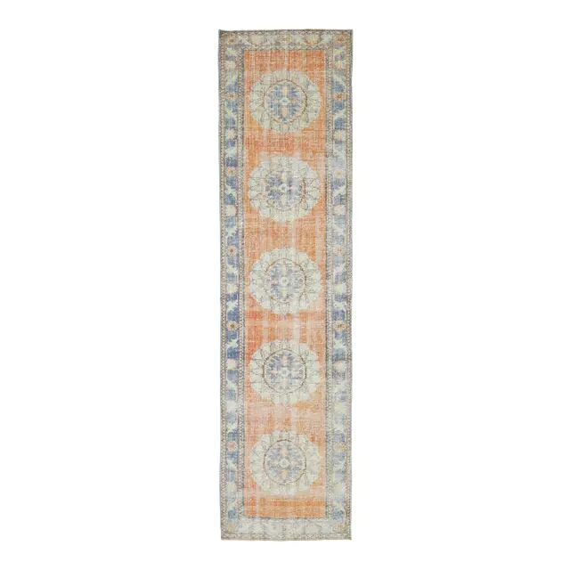 Vintage Turkish Oushak handmade wool runner 81x318