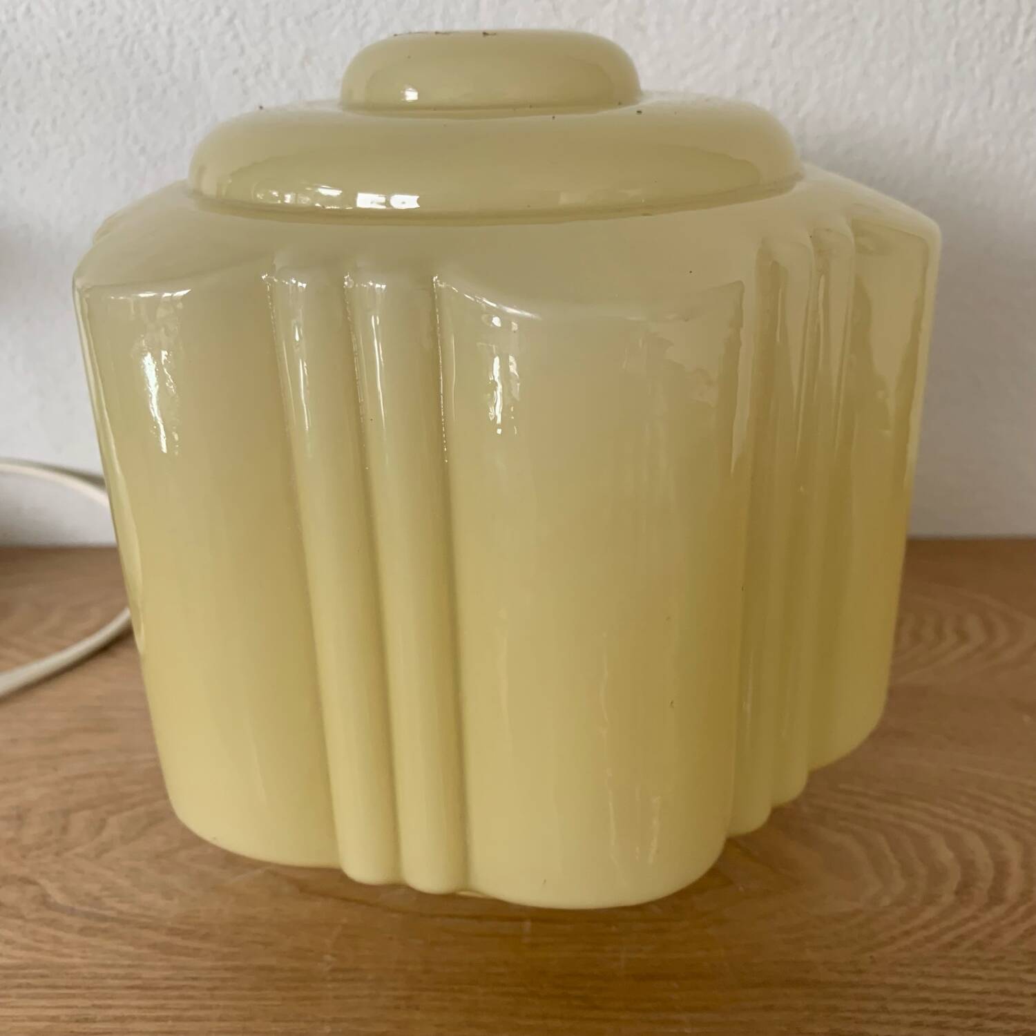 Table Lamp With Globe Thabur Yellow Straw Netherlands 30s-40s
