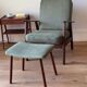 Vintage Scandinavian armchair in teak and green ribbed velvet – "Alrik"