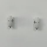 Pair of vintage wall lights, chrome and opaline, France, 1970.